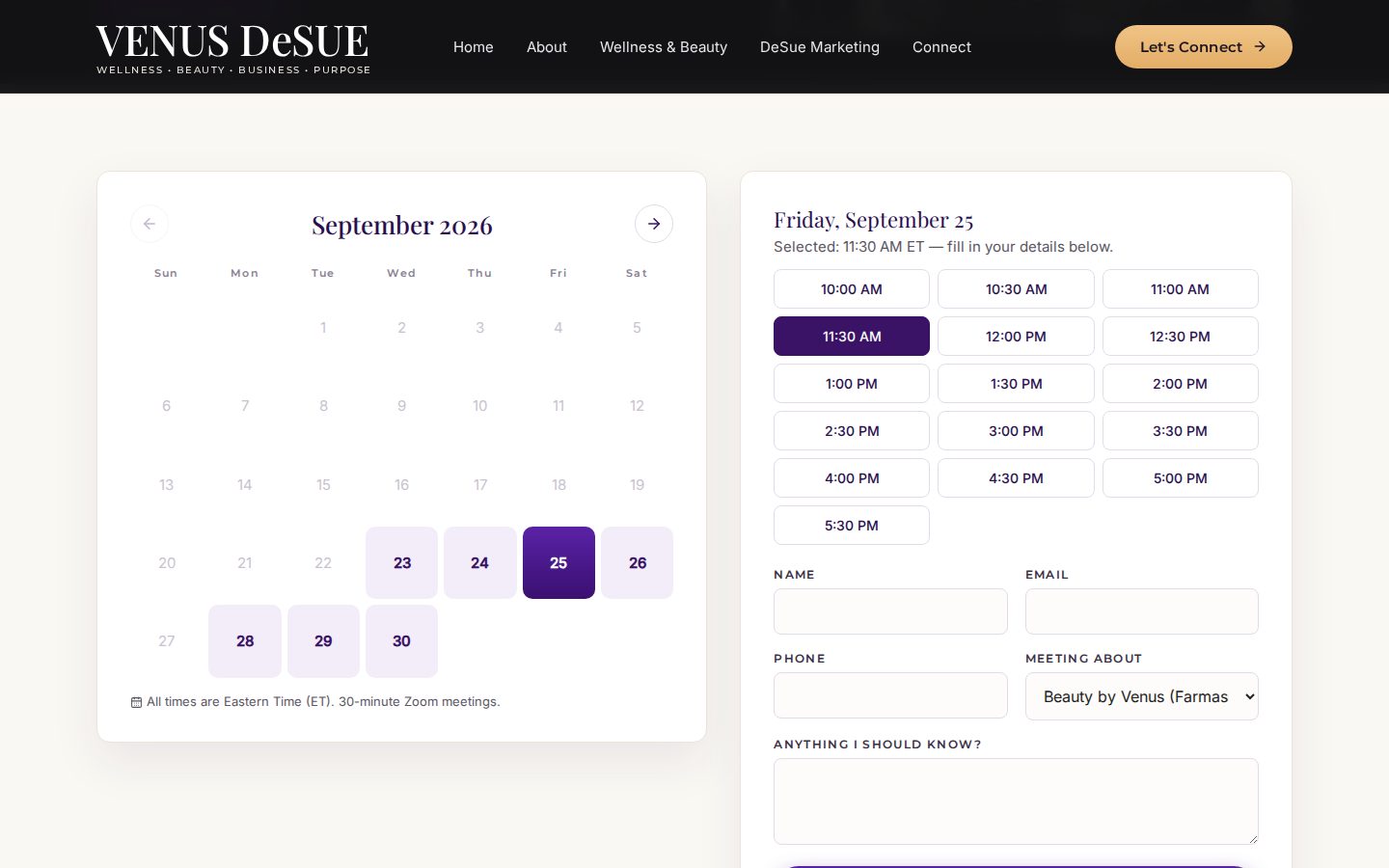 Booking calendar