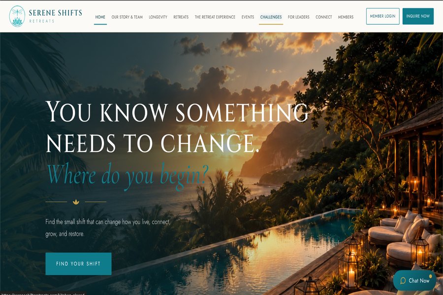 Serene Shifts Retreats website